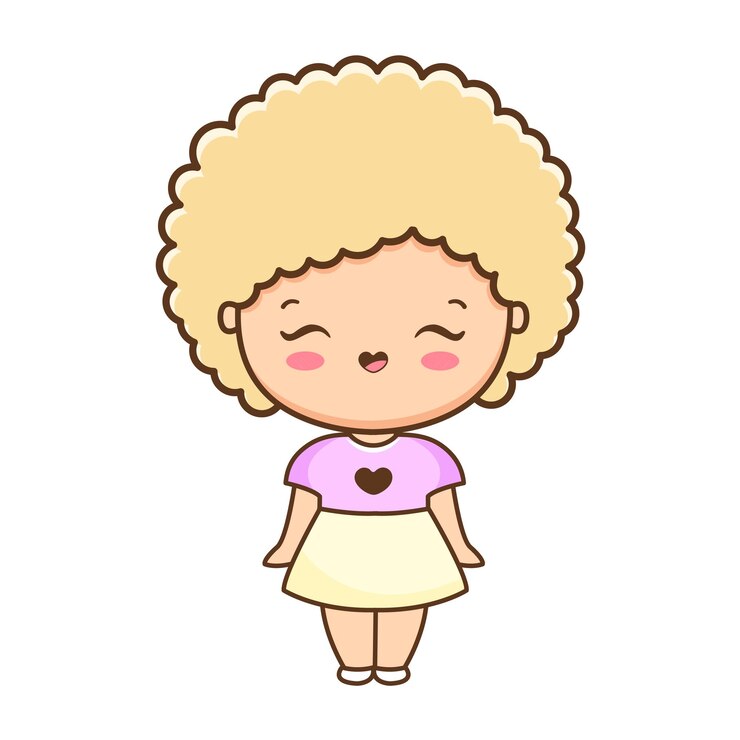 Vetor ilustração de linda garota dos desenhos animados vetor premium