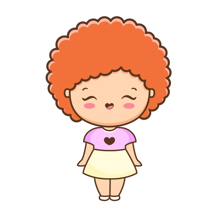 Vetor ilustração de linda garota dos desenhos animados vetor premium