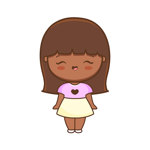 Ilustração de linda garota dos desenhos animados Vetor Premium