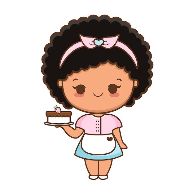 Ilustração de linda garota dos desenhos animados Vetor Premium