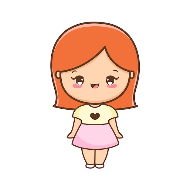 Ilustração de linda garota dos desenhos animados vetor premium