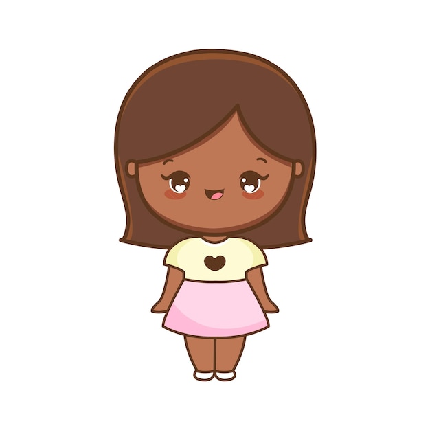 Ilustração de linda garota dos desenhos animados Vetor Premium