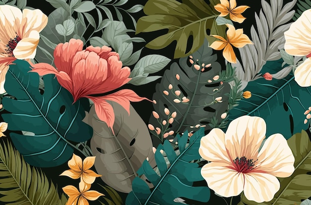 Ilustração de lindas flores feitas com base no vetor de geração de IA plantas verão outono abstração papel de parede temporada cartaz energia orgânica natureza conceito ilustração em vetor