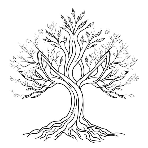 Ilustração de linha de árvore vetorial