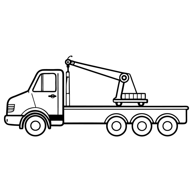 Vetor ilustração de linha de caminhão de reboque em preto e branco