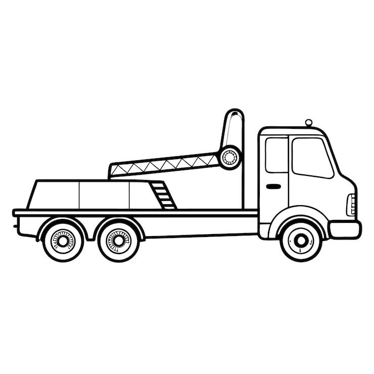 Vetor ilustração de linha de caminhão de reboque em preto e branco