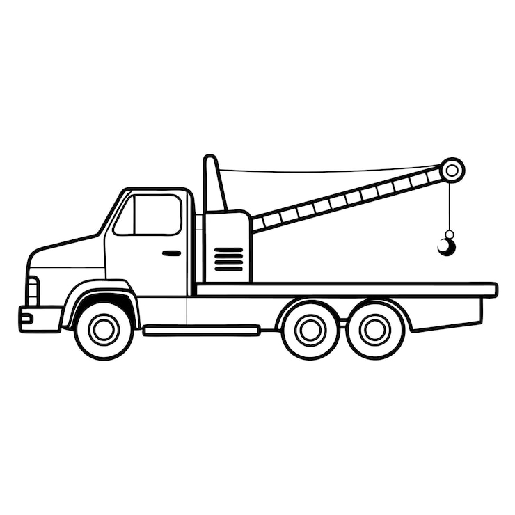 Vetor ilustração de linha de caminhão de reboque em preto e branco