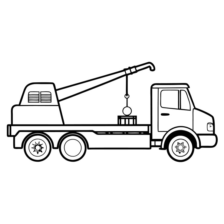 Vetor ilustração de linha de caminhão de reboque em preto e branco