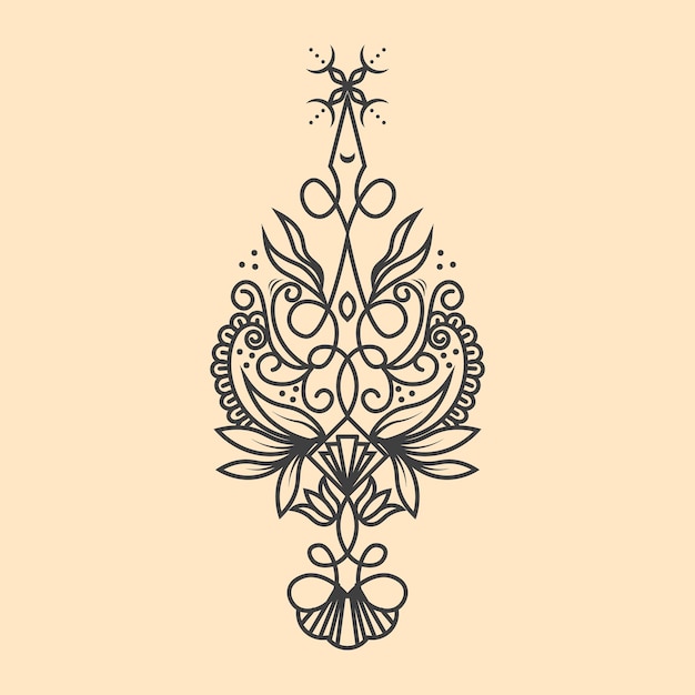 Vetor ilustração de linha ornamental vintage