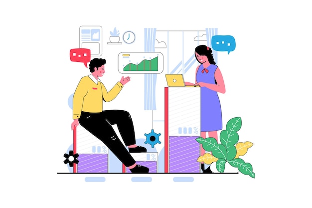 ilustração de linha plana de arte vetorial de gerenciamento de negócios