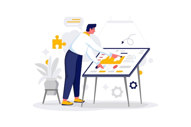 ilustração de linha plana de arte vetorial de gerenciamento de negócios