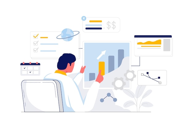 ilustração de linha plana de arte vetorial de gerenciamento de negócios