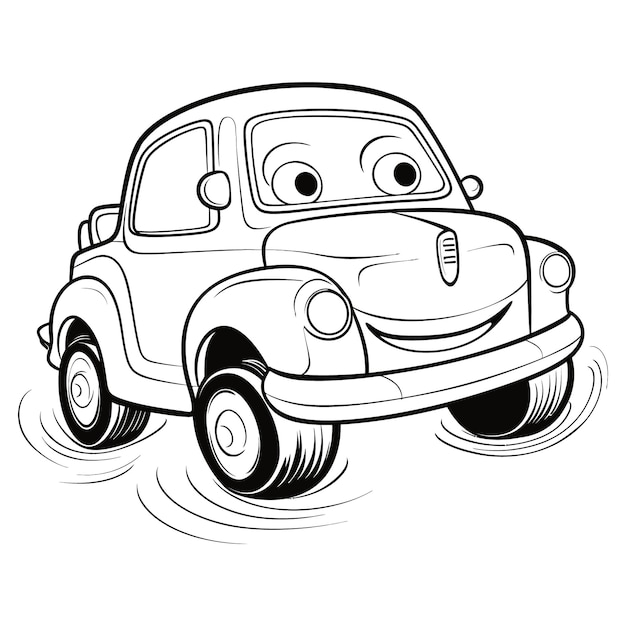 Vetor ilustração de livro de coloração de clipart de carro desenhado à mão