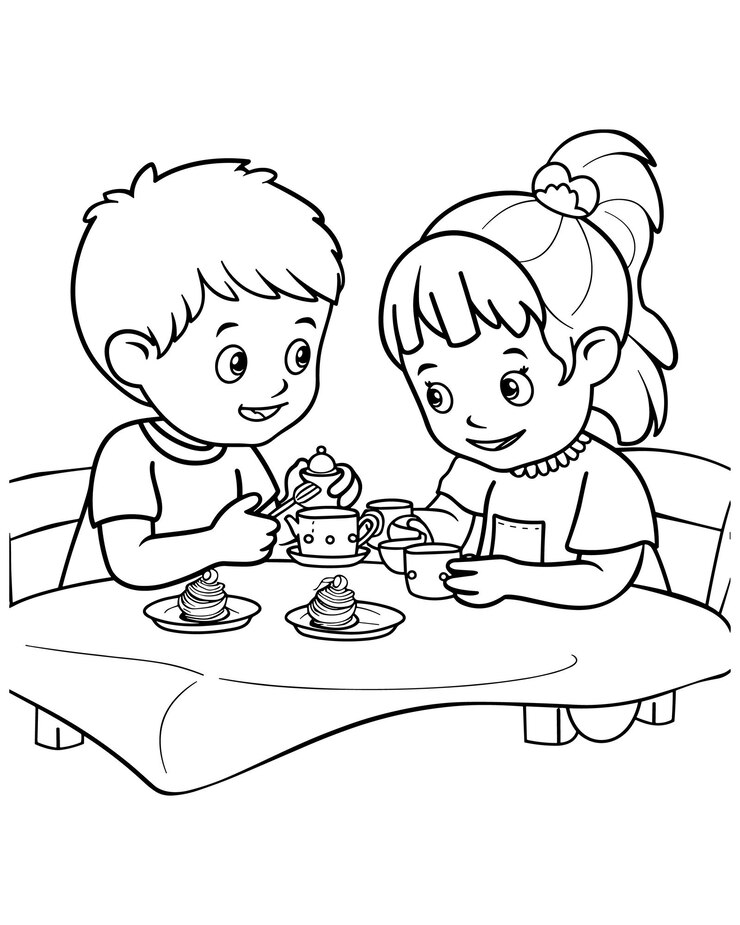 Vetor ilustração de livro de colorir kawaii desenhado à mão para crianças ilustração em preto e branco