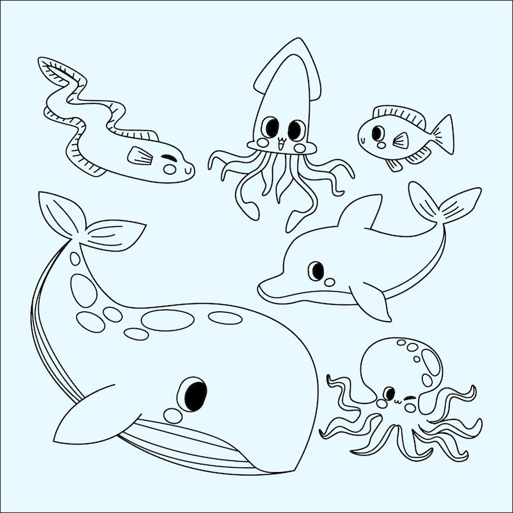 Vetor ilustração de livro de colorir kawaii desenhado à mão