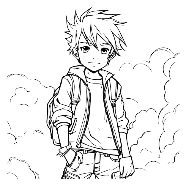 Desenho de Ryo Garoto de Anime por ZaveKey para colorir