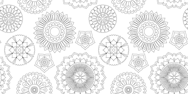 Ilustração de livro para colorir sem costura padrão floral zentangle