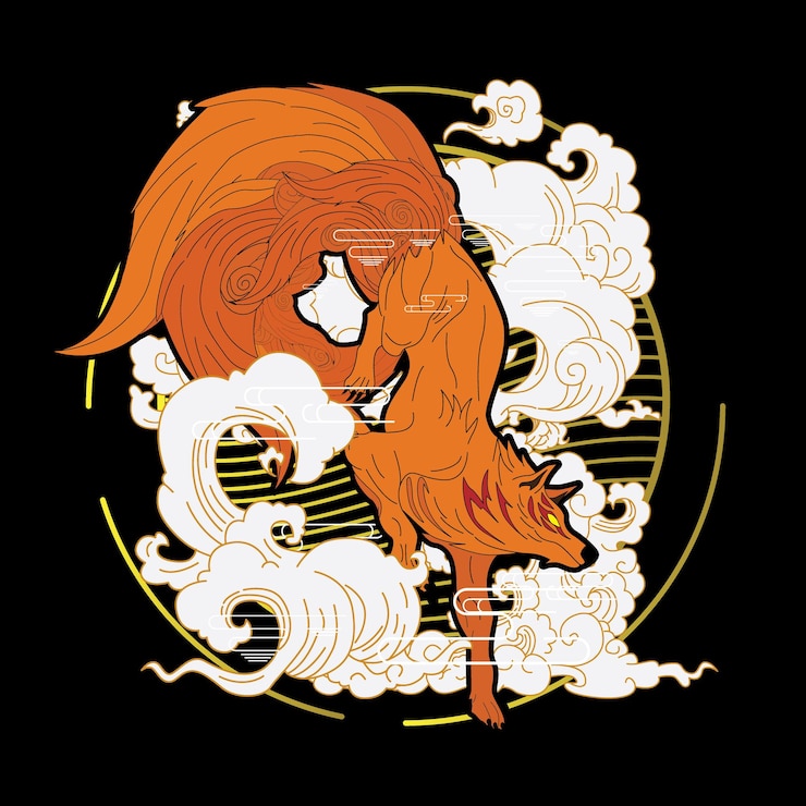 Vetor ilustração de lobo com estilo japonês para evento kaijune