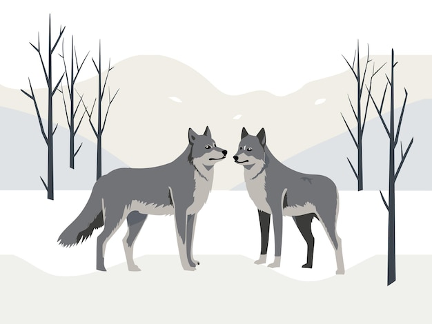 Vetor ilustração de lobos selvagens