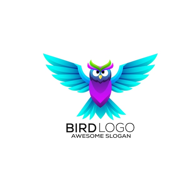 Ilustração de logotipo colorido gradiente de pássaro