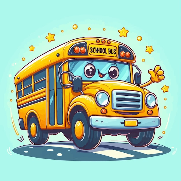 Vetor ilustração de logotipo de ícone vetorial amarelo de ônibus escolar de cor plana