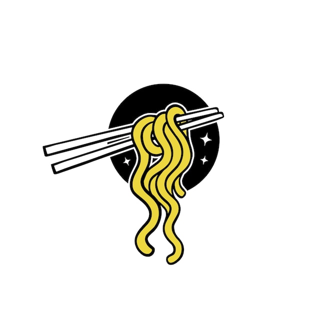 Vetor ilustração de logotipo de macarrão de macarrão ramen desenhado à mão