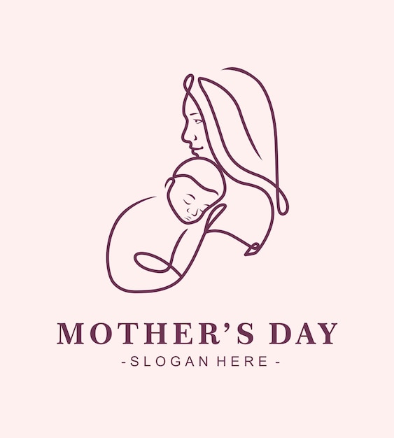 Ilustração de logotipo de mãe e filha para o dia das mães