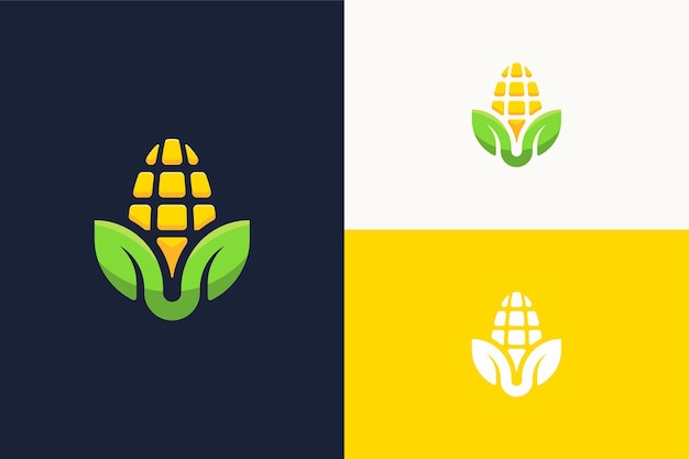 Ilustração de logotipo de milho simples com folha