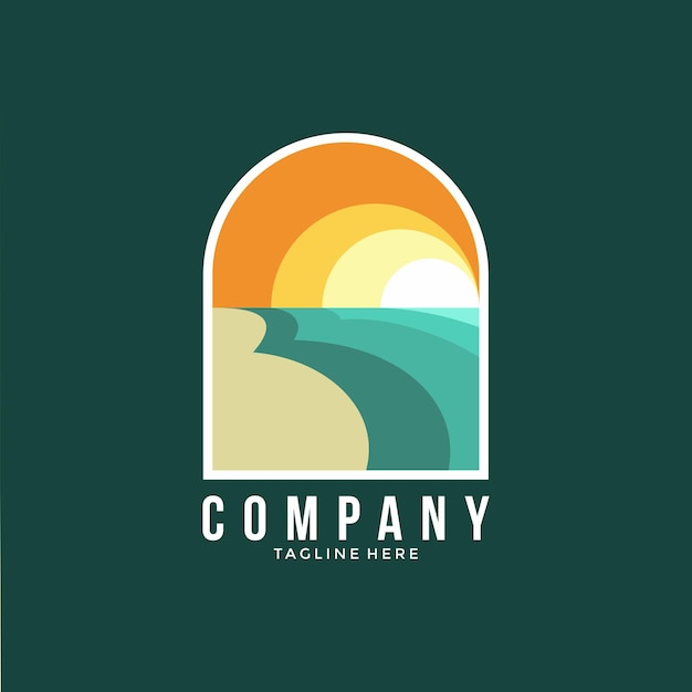 Vetor ilustração de logotipo de paisagem à beira-mar vetor de paisagem de verão