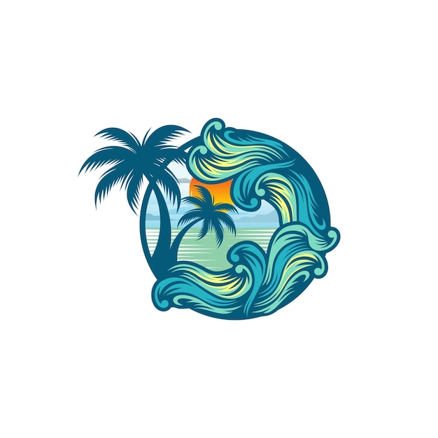 Ilustração de logotipo de surf feliz