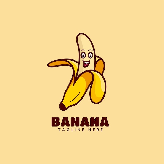 Ilustração de logotipo vetorial estilo de desenho animado de mascote de banana