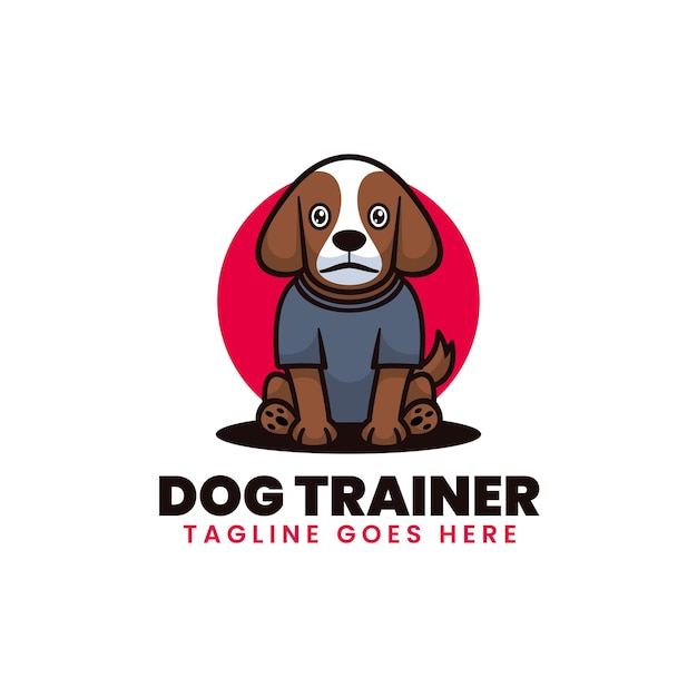 Ilustração de logotipo vetorial estilo de desenho animado de mascote de treinador de cães