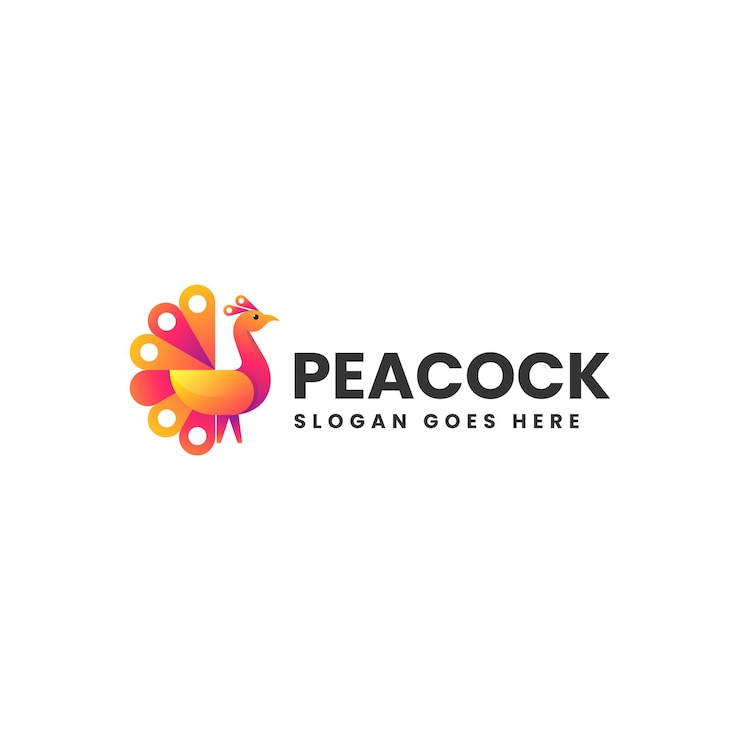 Vetor ilustração de logotipo vetorial gradiente de pavão estilo colorido