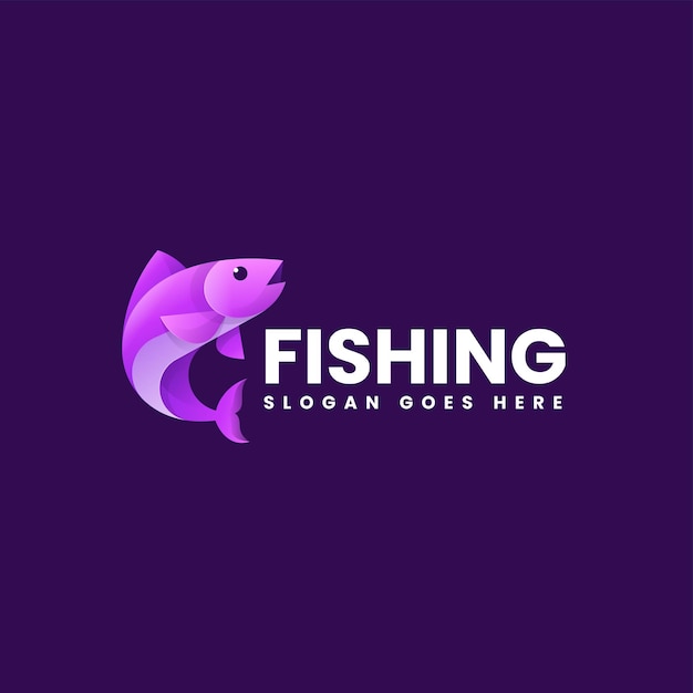 Ilustração de logotipo vetorial Gradiente de pesca Estilo colorido