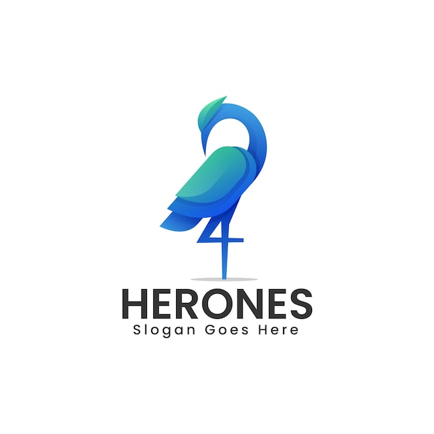 Vetor ilustração de logotipo vetorial heron gradiente estilo colorido