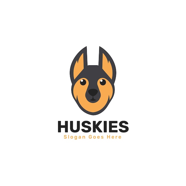 Vetor ilustração de logotipo vetorial huskies estilo de mascote simples