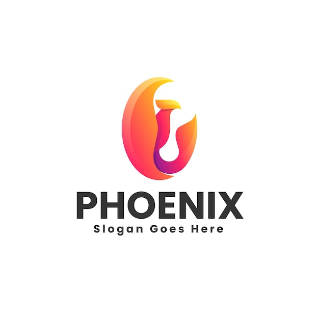 Ilustração de logotipo vetorial phoenix gradiente estilo colorido