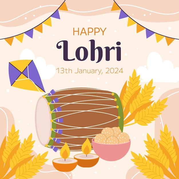 Vetor ilustração de lohri plano