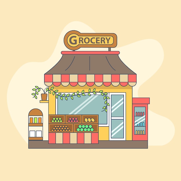 Ilustração de loja de supermercado local