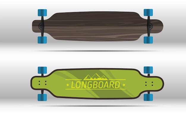 Ilustração de longboards planos isolados