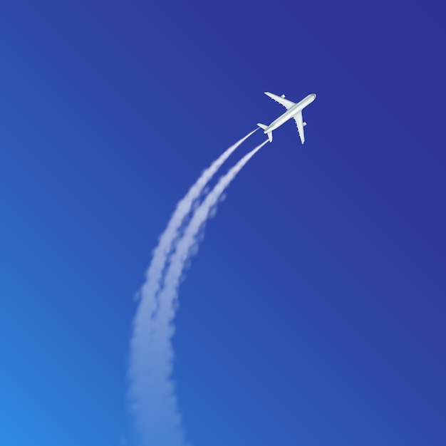 ilustração de loop de avião e pista de arco ou trilhas com fumaça branca