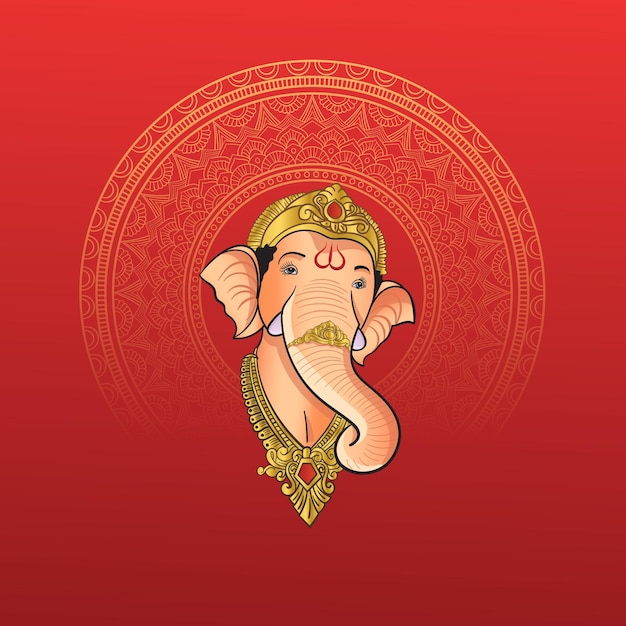 Vetor ilustração de lord ganesha com arte de mandala