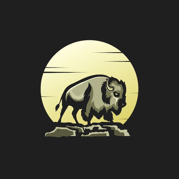 Ilustração, de, lua, bisonte