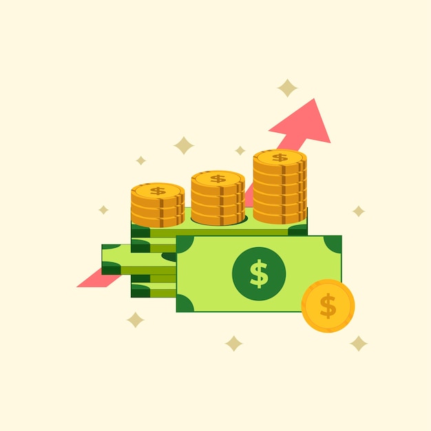 Ilustração de lucro, ilustração de dinheiro, ilustração de negócios de renda