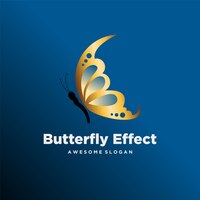 Ilustração de luxo gradiente de design de logotipo de borboleta
