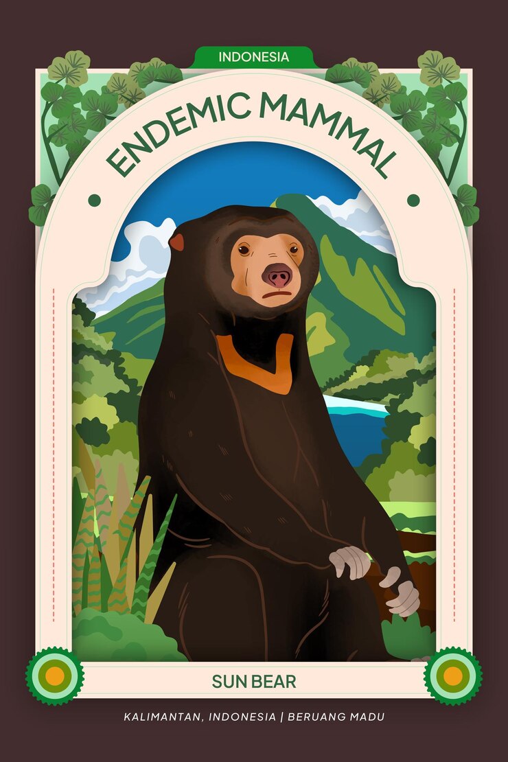 Vetor ilustração de mamíferos endêmicos da indonésia com bela inspiração de design de cenários