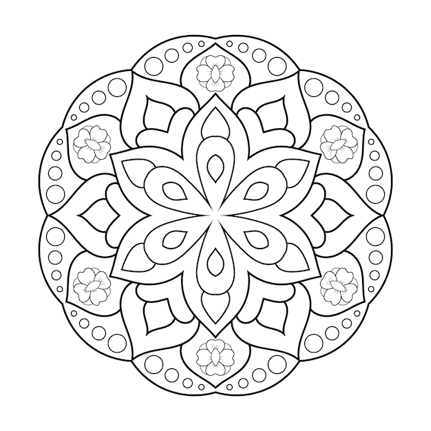 Ilustração de mandala com padrão ornamental de linha detalhada