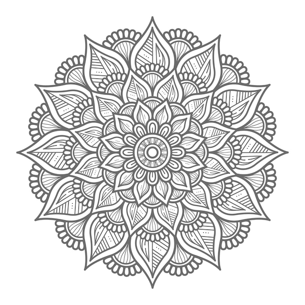 Ilustração de mandala floral de estilo de contorno