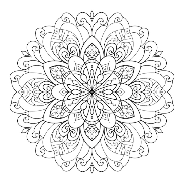 Ilustração de mandala. ornamentos florais para livro de colorir.