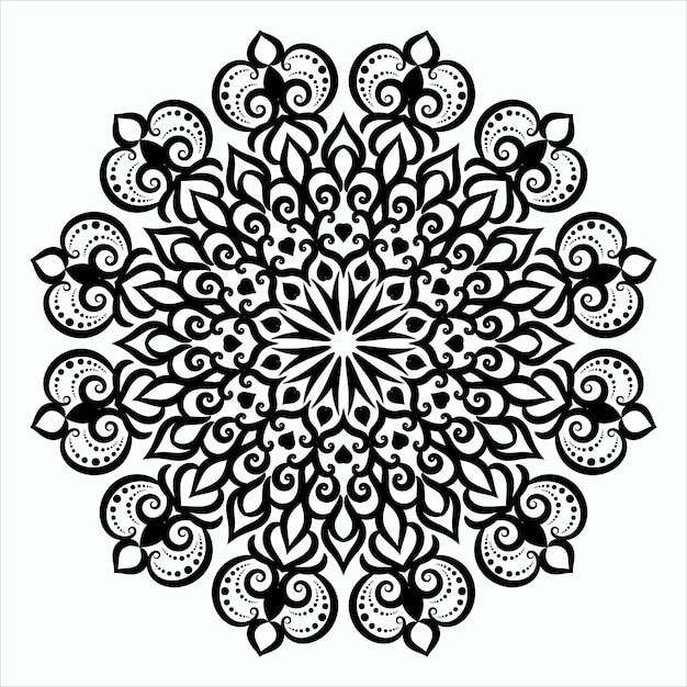 Ilustração de mandala preta no estilo doodle. corações de mandala de doodle desenhados à mão de vetor.